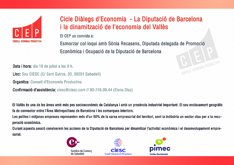 Cicle Diàlegs d'Economia - La Diputació de Barcelona i la dinamització de l’economia del Vallès